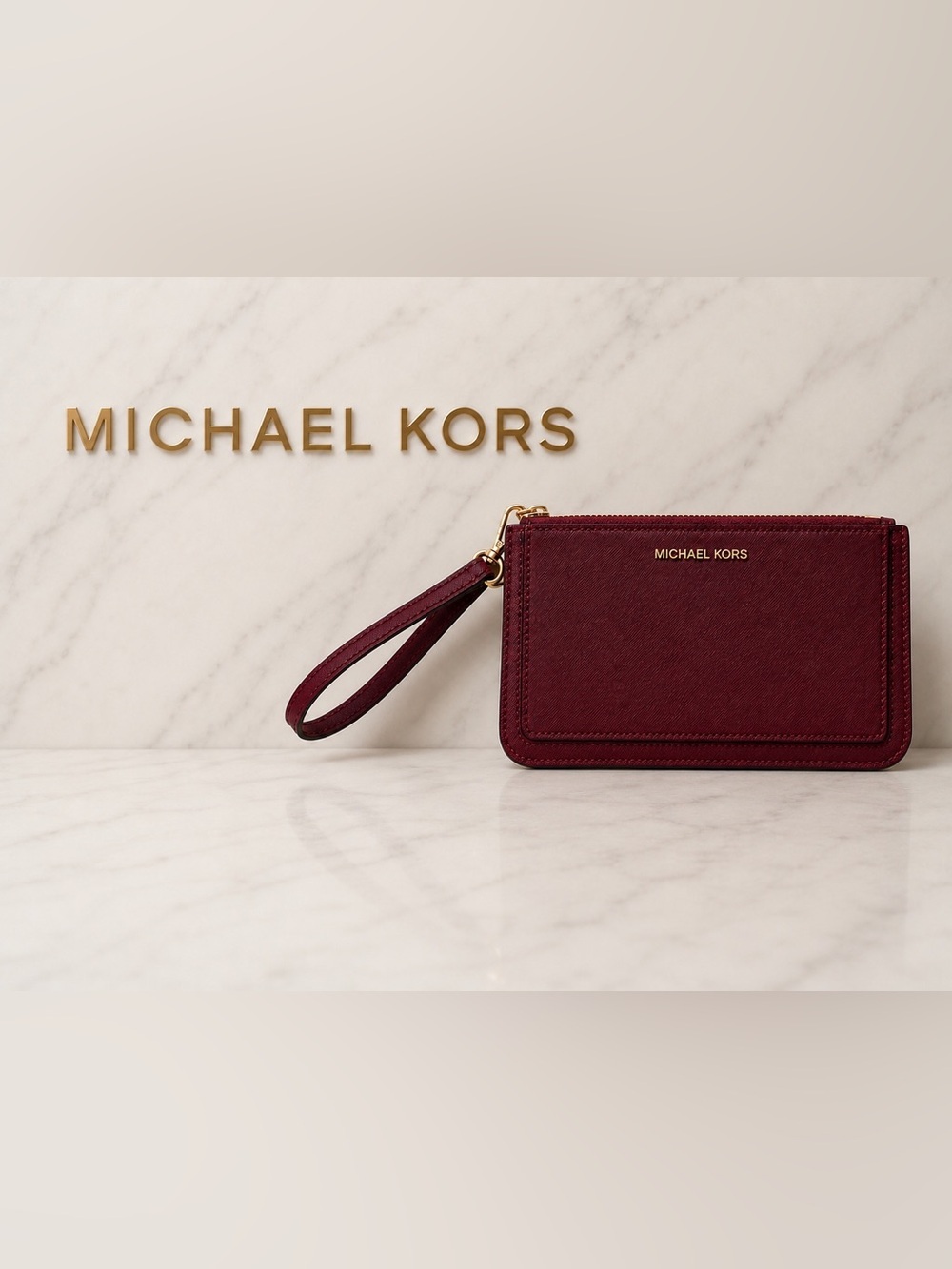 Michael Kors Jet Set Travel Wristlet Wallet Cherry Red burgundy